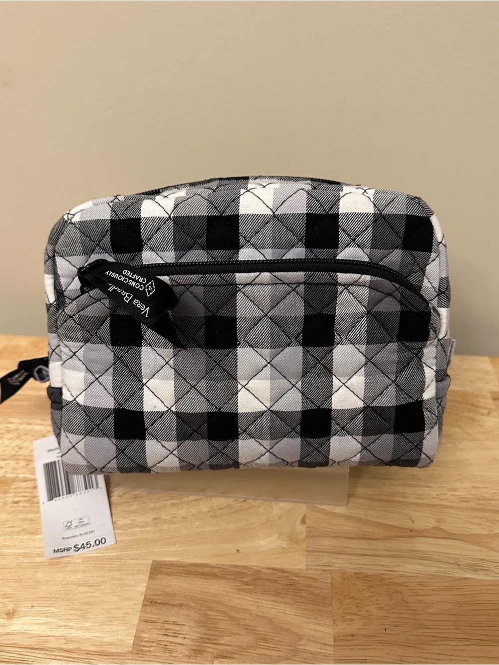 Vera Bradley Black & White Quilted Cosmetics Pouch